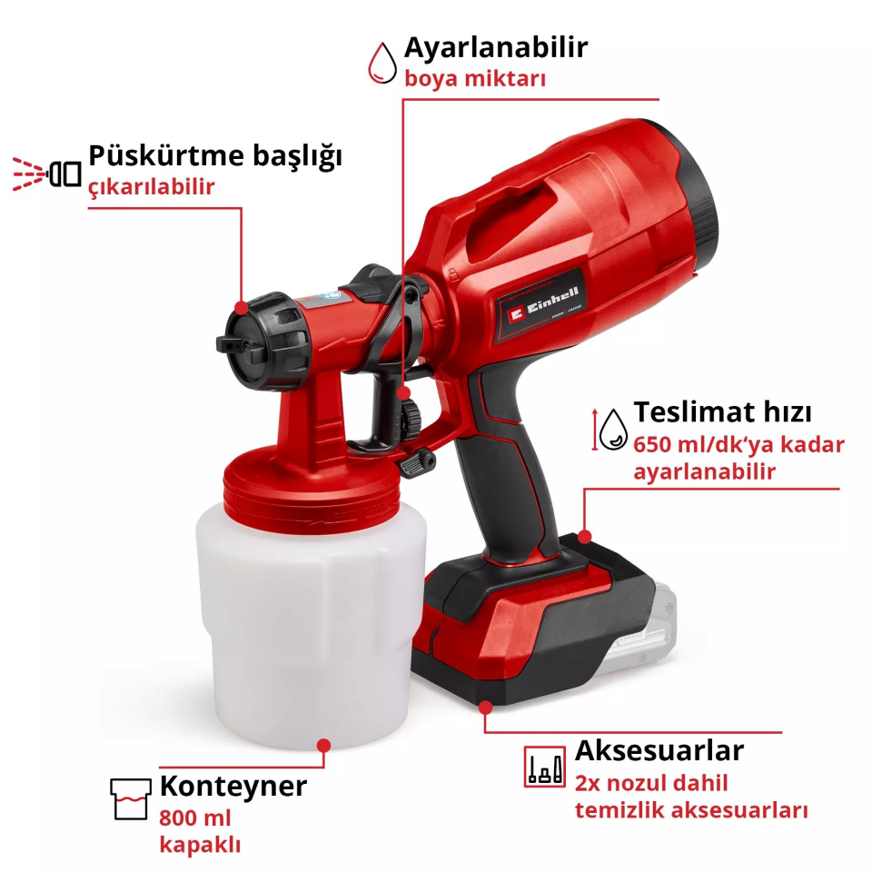 AKÜLÜ SPREY BOYA MAKİNESİ TC-SY 18/60 Li-Solo