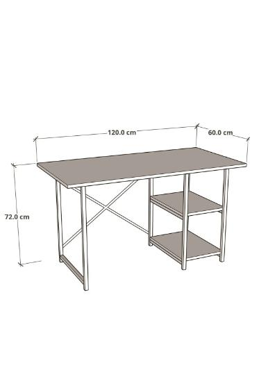 ÇALIŞMA MASASI 2 RAFLI ÇAM 60*120*72CM