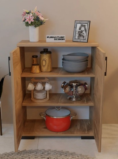 DOLAP ÇOK AMAÇLI 2 KAPAKLI 3RAFLI ÇAM 64x75x32CM