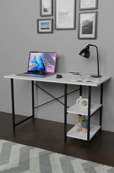 ÇALIŞMA MASASI 2 RAFLI BEYAZ 60*120*72CM