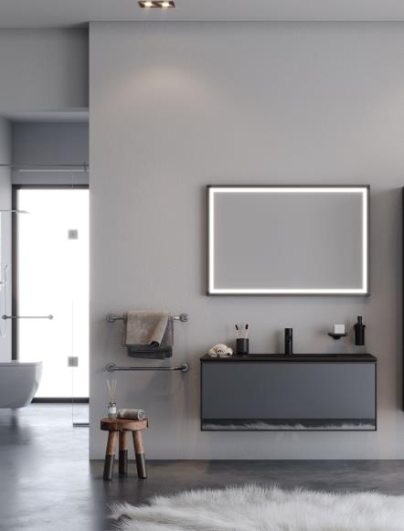 KMPNY/100CM ASMA DLP MAT SİYAH+ÜST LEDLİ AYNA43101