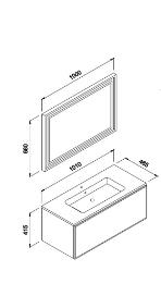 KMPNY/100CM ASMA DLP MAT SİYAH+ÜST LEDLİ AYNA43101
