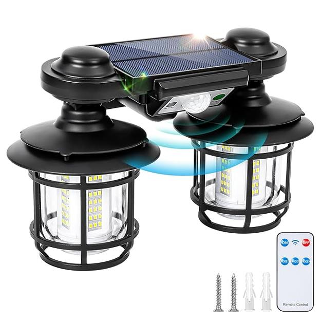 SOLAR KUMANDALI İKİ BAŞLIKLI + PANEL LAMBA