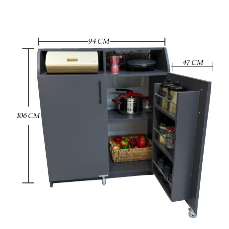 DOLAP ÇOK AMAÇLI MUTFAK KİLER DOLABI ANTRASİT