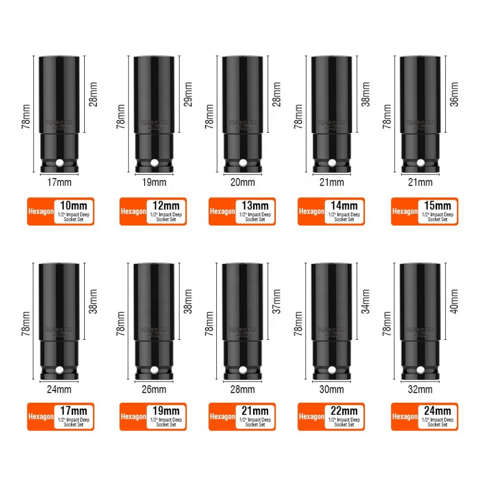 LOKMA ANAHTAR SOKET DARBE UZUN SİYAH 1/2'' 10 PARÇA
