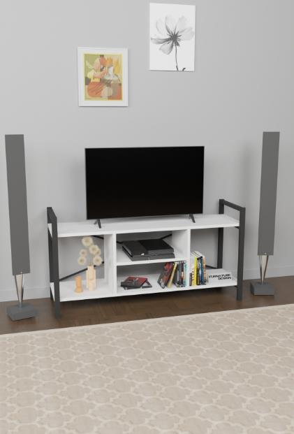 TV SEHPASI 4 BÖLMELİ AÇIK BEYAZ 120*60*35CM