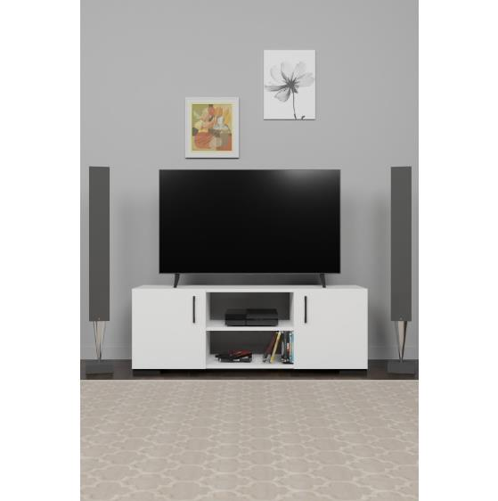 TV SEHPASI 2 BÖMELİ 2 KAPAKLI BEYAZ 120*38*33CM