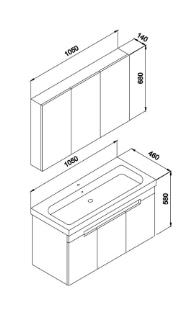 105CM ASMA DOLAP BAROK+ANT GRİ AYNALI DLP+11105 TP