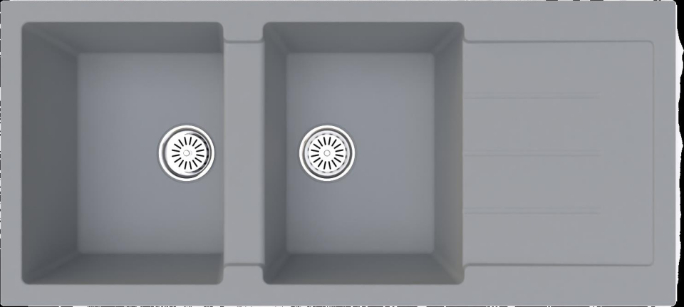 GRANİT EVYE GR111  ÇİFT GÖZ DAMLALIKLI 50X110 GRİ