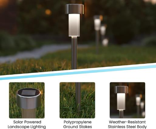 SOLAR LED İNCE KAZIKLI BAHÇE LAMBASI GÜMÜŞ TP