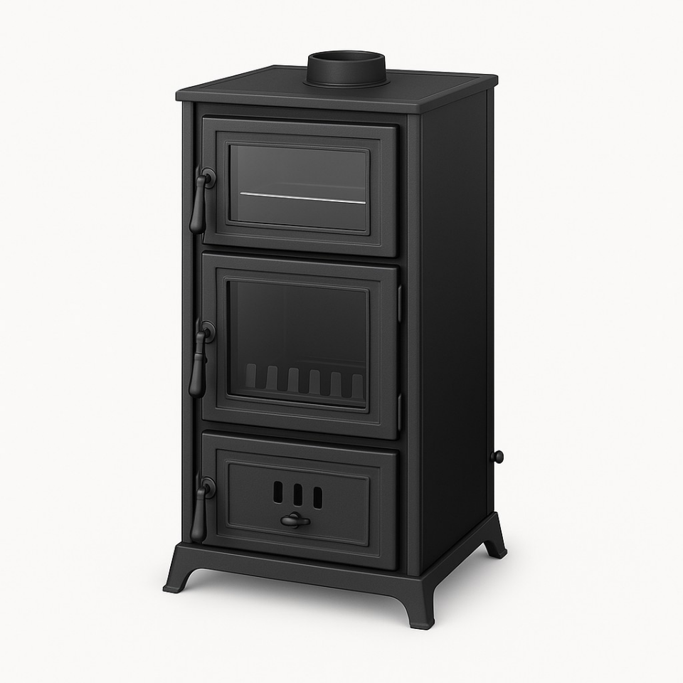 SOBA FIRINLI ŞÖMİNE SİYAH 660x412x987mm