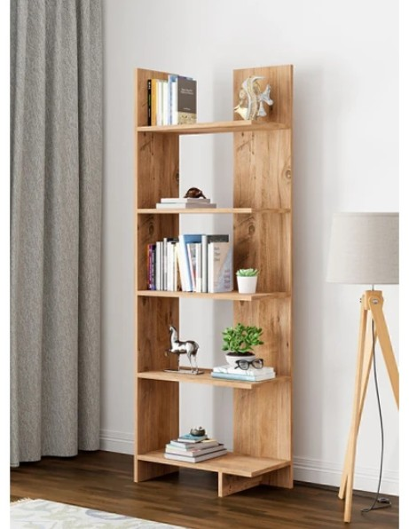 KİTAPLIK AERIS 5 KATLI BEYAZ&ÇAM 170*58*22CM