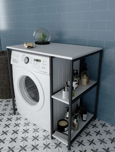 MAKİNE DÜZENLEYİCİ İKİ RAFLI BEYAZ 100*60*92CM