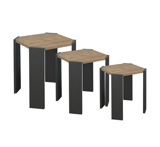 SEHPA DEKORATİF İÇ İÇE GEÇER 3LÜ ANTRASİT ÇAM