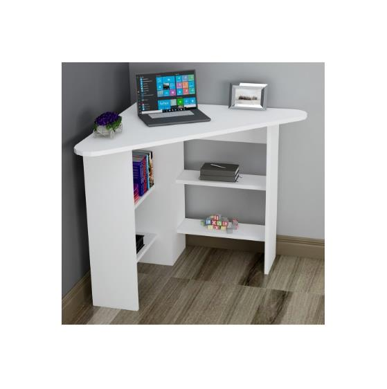 ÇALIŞMA MASASI KÖŞE İÇİN RAFLI BEYAZ 105*80*72CM