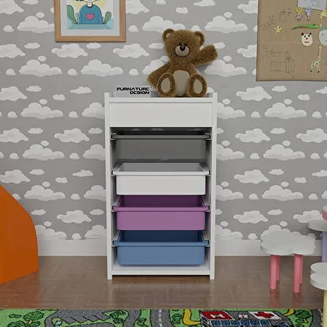 DÜZENLEYİCİ RENKLİ 4 ÇEKMECELİ BEYAZ 78*45*30CM