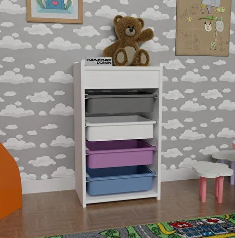 DÜZENLEYİCİ RENKLİ 4 ÇEKMECELİ BEYAZ 78*45*30CM