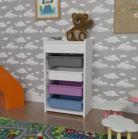 DÜZENLEYİCİ RENKLİ 4 ÇEKMECELİ BEYAZ 78*45*30CM