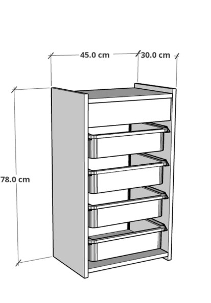 DÜZENLEYİCİ RENKLİ 4 ÇEKMECELİ BEYAZ 78*45*30CM