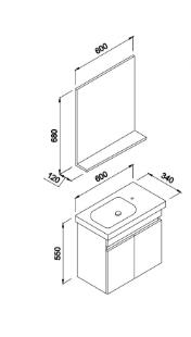 KMPNY/60CM ASMA DLP BAROK+AYNALI ÜST DOLAP+LVB TP
