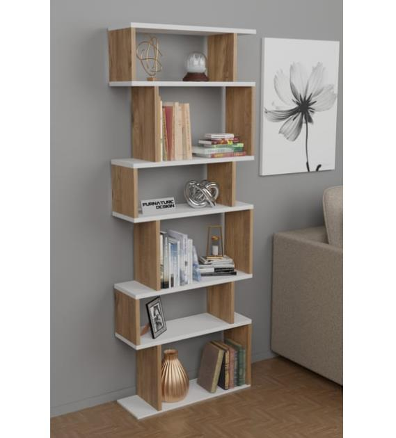 KİTAPLIK DEKORATİF Z MODEL BEYAZ ÇAM 160*60*20CM