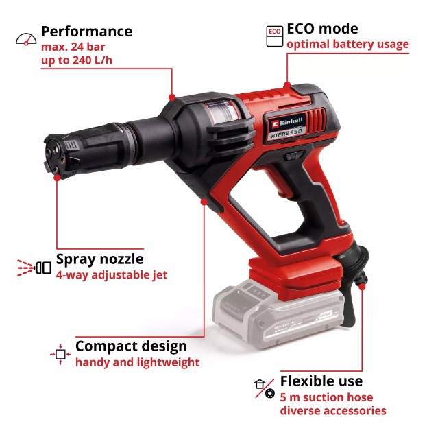 AKÜLÜ YIKAMA TABANCASI  24 BAR HYPRESSO 18/24-1