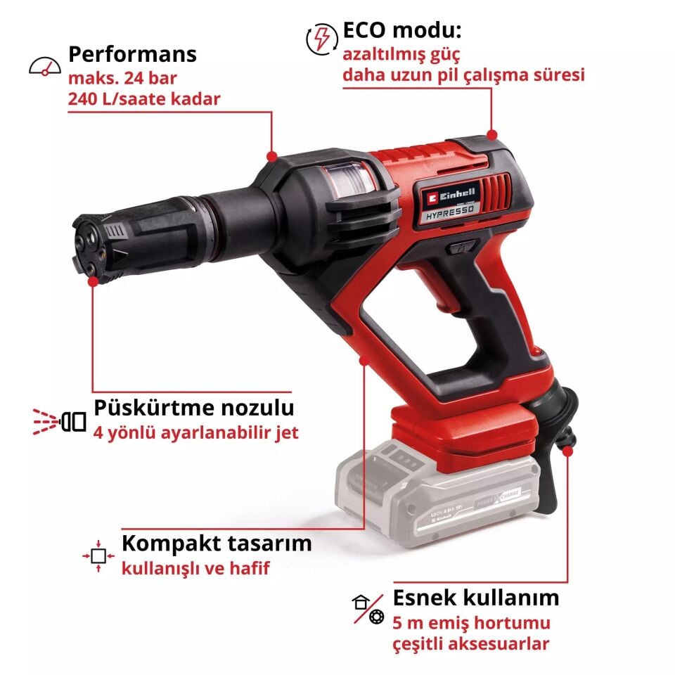 AKÜLÜ YIKAMA TABANCASI  24 BAR HYPRESSO 18/24-1