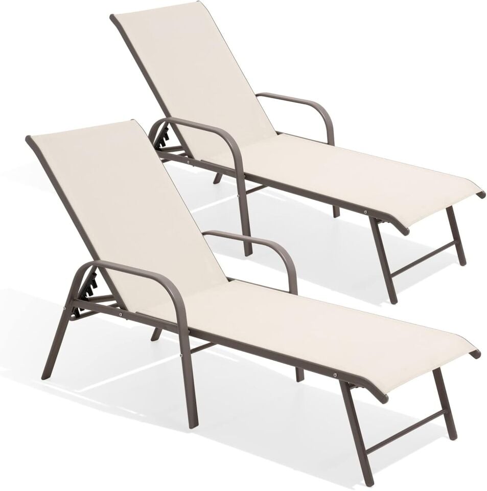 ŞEZLONG METAL İSKELET 2Lİ SET  BEYAZ