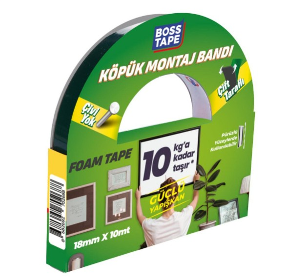 BANT KÖPÜK BANT ÇİFT TARAFLI SİYAH 18MMX10MT