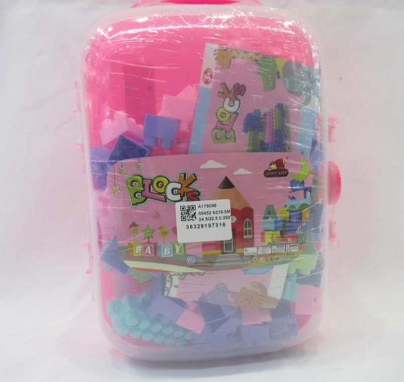 OYUNCAK PEMBE ÇEKÇEKLİ VALİZ MAKARON YAPI BLOKLARI