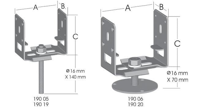 PERGOLA AYAĞI EKO.TABLALI 80MM