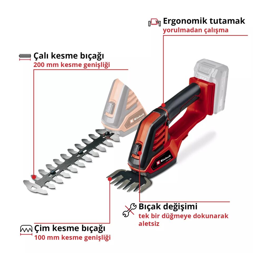 AKÜLÜ ÇİT BUDAMA GE-CG 18/100 Li-Solo