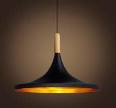 AVİZE RETRO AHŞAP DETAY BASIK HUNİ MODEL SİYAH