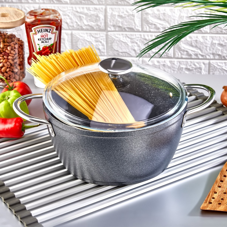 TENCERE GRANİT EZME DERİN GALAXY 24CM