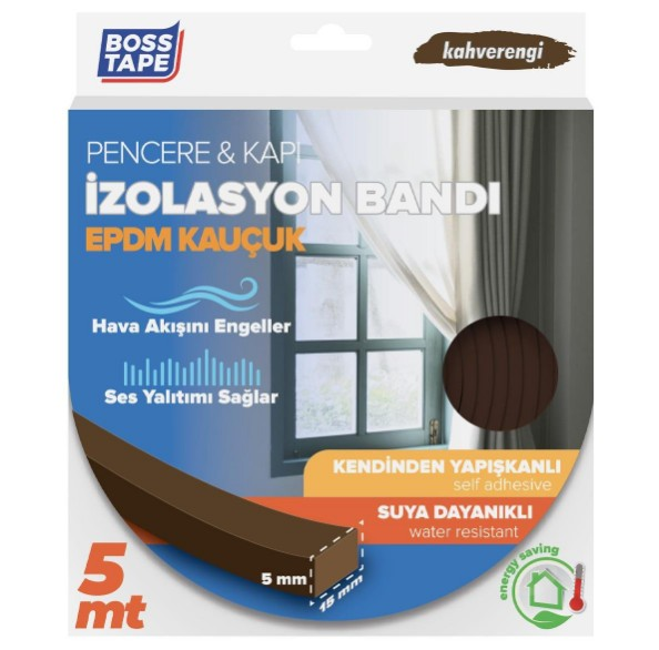 BANT EPDM PENCERE İZOLASYON BANDI KAHVE 15MMX5MT