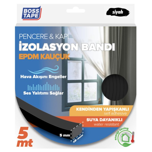 BANT EPDM PENCERE İZOLASYON BANDI SİYAH 15MMX5MT
