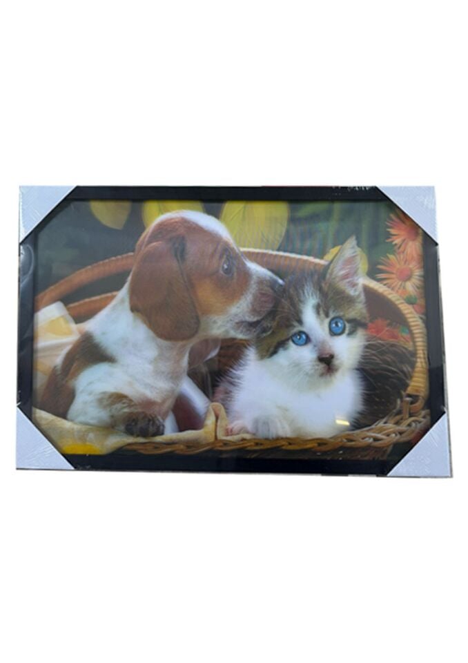 TABLO RENKLİ SEVİMLİ KEDİ KÖPEK KANVAS TABLO