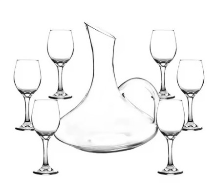 ŞARAP GENİŞ GÖVDELİ SÜRAHİ + 6 LI BARDAK SET