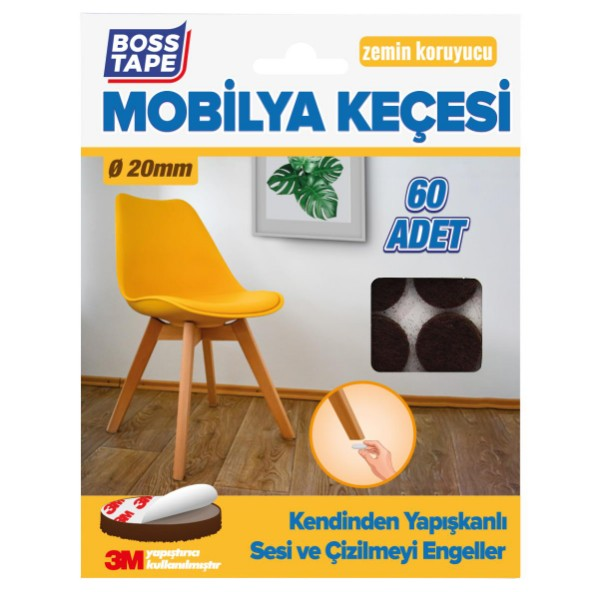 BANT MOBİLYA KEÇESİ YUVARLAK SİYAH 20MMX60AD