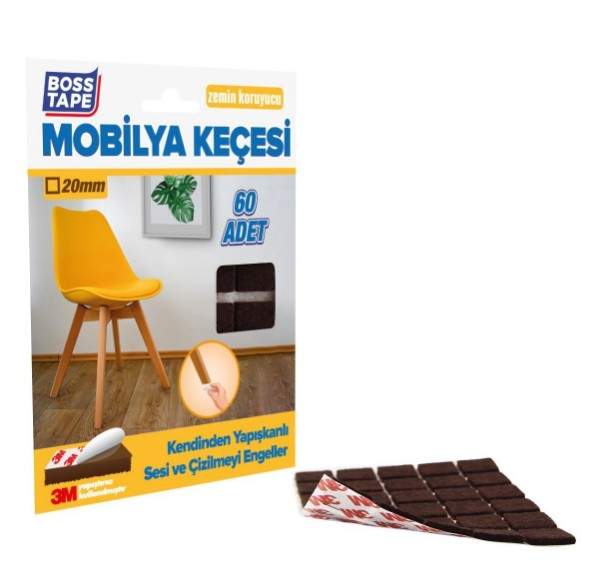 BANT MOBİLYA KEÇESİ KARE SİYAH 20MMX60AD
