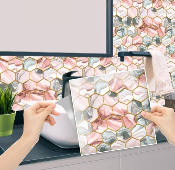 BANT YAPIŞKANLI PVC KARO-ALTIGEN PEMBE 30CMX30X4AD