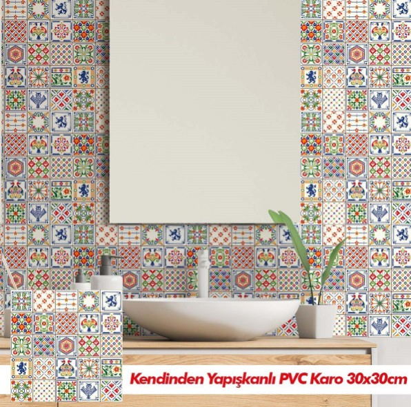 BANT YAPIŞKANLI PVC KARO FLORAL  30CMX30XMX4AD