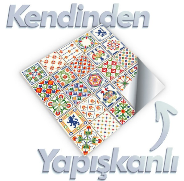 BANT YAPIŞKANLI PVC KARO FLORAL  30CMX30XMX4AD