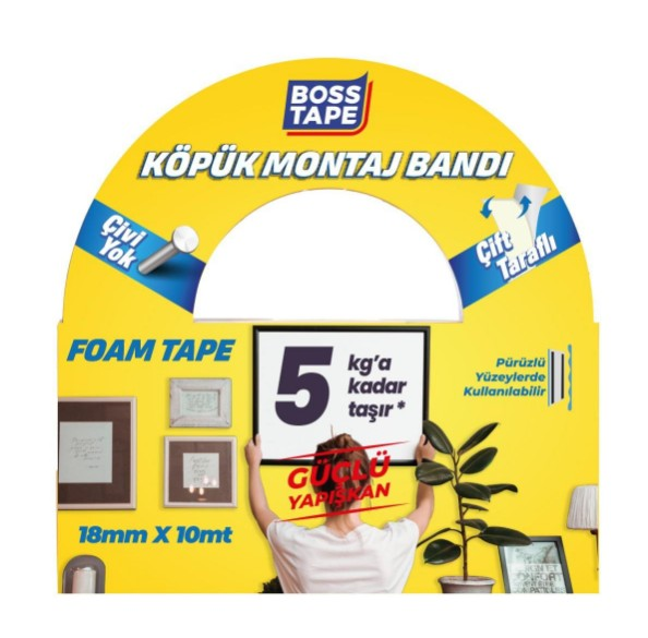 BANT KÖPÜK BANT ÇİFT TARAFLI BEYAZ 18MMX10MT