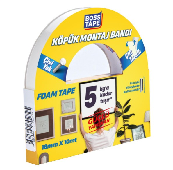 BANT KÖPÜK BANT ÇİFT TARAFLI BEYAZ 18MMX10MT