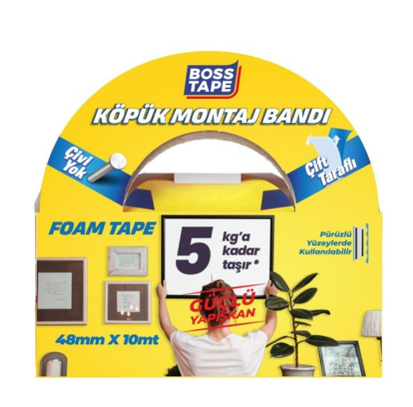 BANT KÖPÜK BANT ÇİFT TARAFLI BEYAZ 48MMX10MT