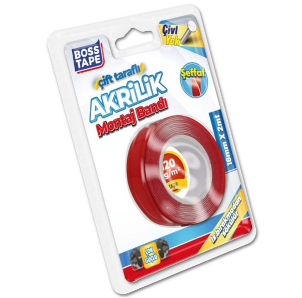 BANT MONTAJ BANDI ÇİFT TARAF AKRİLİK ŞEFFAF18MMX2M