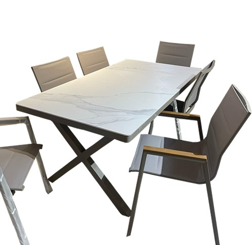 MASA SETİ MASA+6SAND KOLLU GRİ