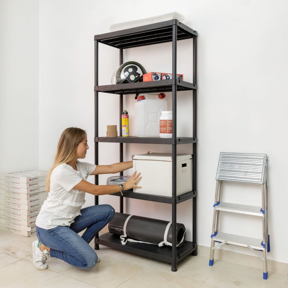 RAF ÜNİTESİ 4 KATLI GENİŞ PLASTİK SİYAH