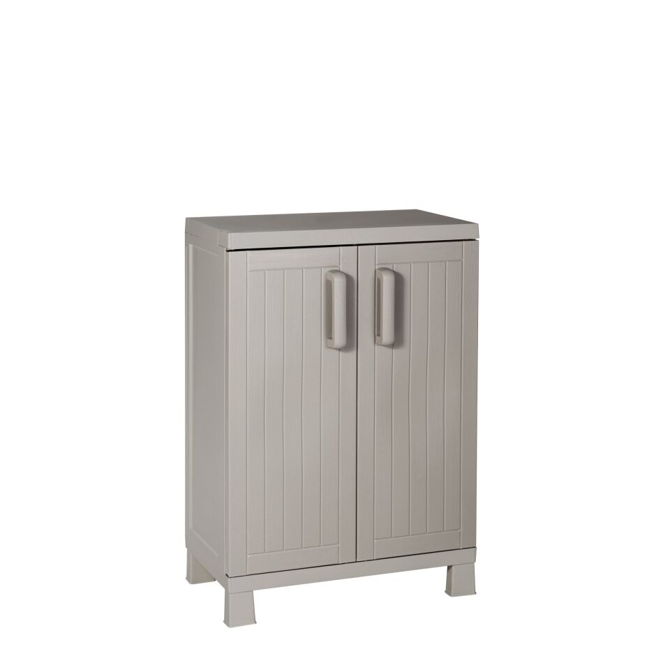 DOLAP 2 RAFLI KISA PLASTİK WOOD MİDİ GRİ